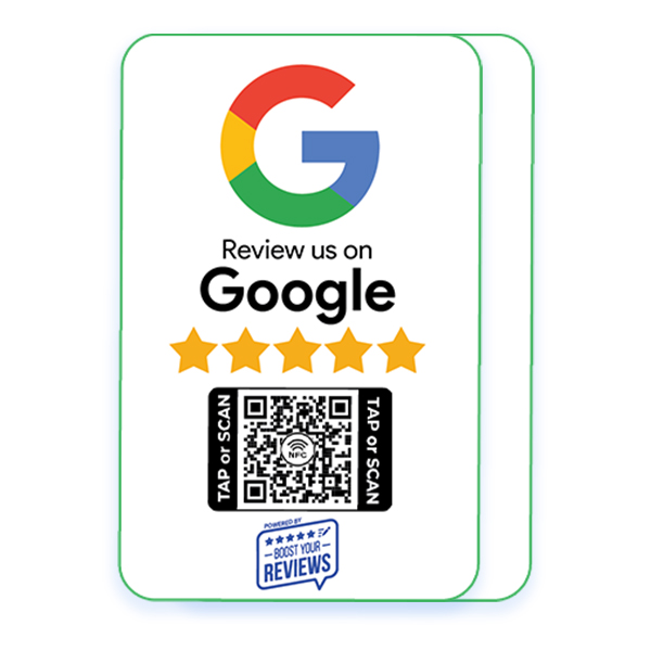 Floating Boost Your Reviews NFC and QR review card